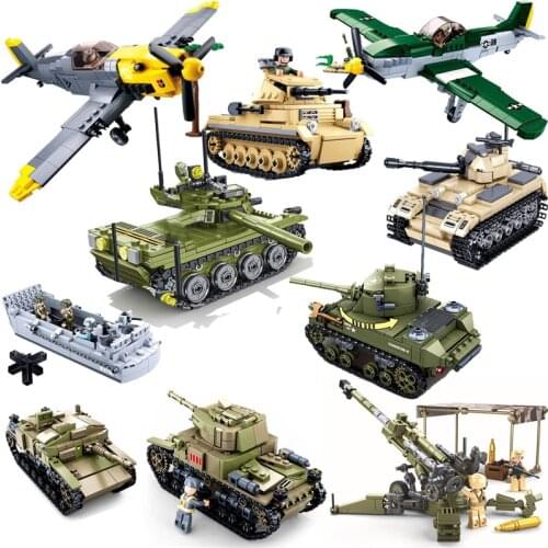 SLUBAN WW II US Military Higgins Landing Craft Warship Building Blocks Navy Weapon Boat World War 2 Moc Bricks Classic Model Toy