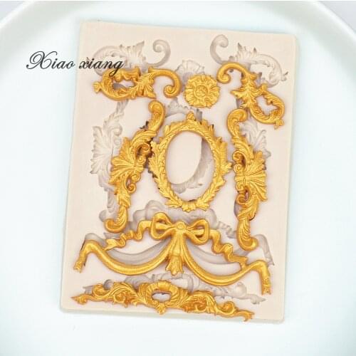 Lace Flower Vine Pattern Silicone Cake Molds For Baking Frame Fondant Cake Decorating Tools Silicone Chocolate Candy Mould M2098