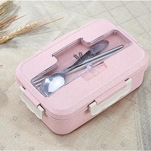 Leakproof Lunch Box Separate Compartments Heated Lunch Box Picnic Food Container with Spoons School Office Bento Box