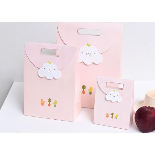 Small gift bags with handles high-grade white card bags lovely shopping bags party favors gift box packaging sacos de papel
