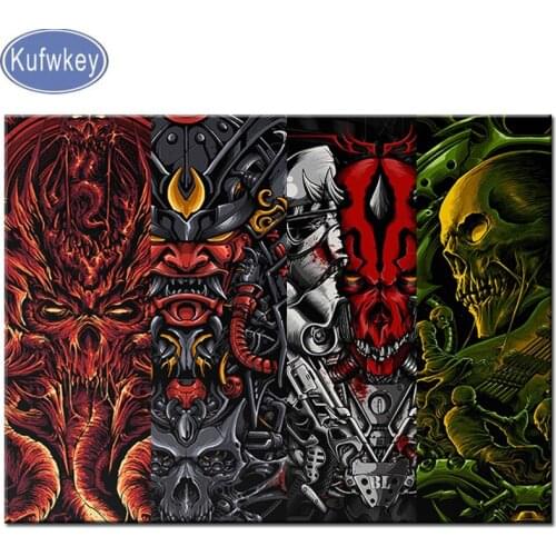 New Rhinestone Mosaic Japanese Abstract skull Diamond mosaic samurai Diamond Painting Cross Stitch Full Square 3d Embroidery
