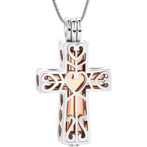 Cremation Jewelry for Ashes for Women Men Urn Pendant Necklace with Hollow Cross Jar Urn Keepsake Cremation Cross Ashes Necklace
