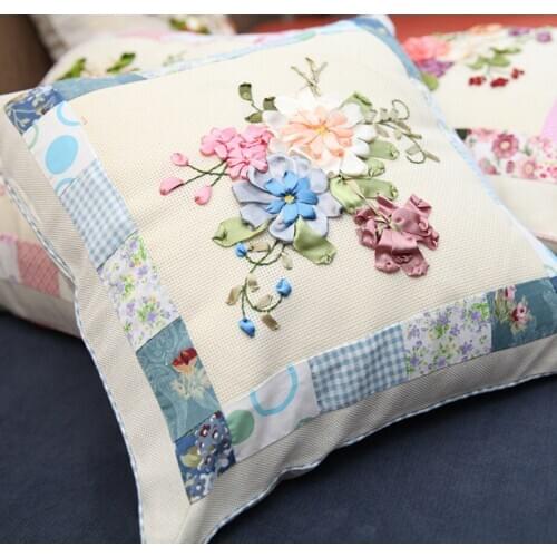 DIY embroidery pillow quilt three-dimensional ribbon embroidery office nap sofa car cushion.Give Chinese style small gifts