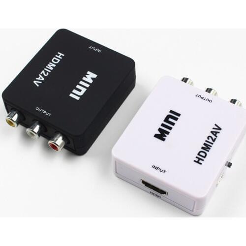Mini HDMI to AV Converter Scaler Adapter Composite Box to RCA AV/CVSB L/R Video HD 1080P HDMI2AV for PS4 Game Console/TV Box/DVD