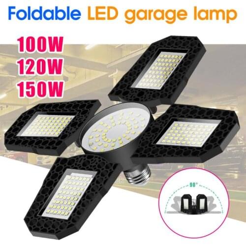Dropship LED Garage Light E27 85-265V Deformable Ceiling Light Foldable Fan Blade Light For Warehouse Workshop Deformation Lamp