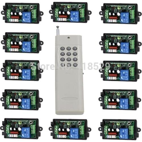 Rf wireless remote control light switch 110V220v,12CH Radio for light LED ON OFF 12 Receiver &1 transmitter fixed Code SKU: 5059