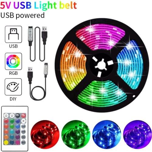 RGB LED Strip Light Flexible Tape Diode 1M 2M 3M 5M Luces Led Lamp SMD 5050 DC5V TV Background Lighting USB Cable 3 Key Control