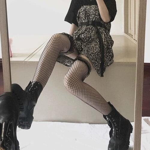 Sexy Fishnet Stockings Gothic Japanese Black Lace Fishnet Over The Knee Socks Sweet College Stockings Women Long Socks
