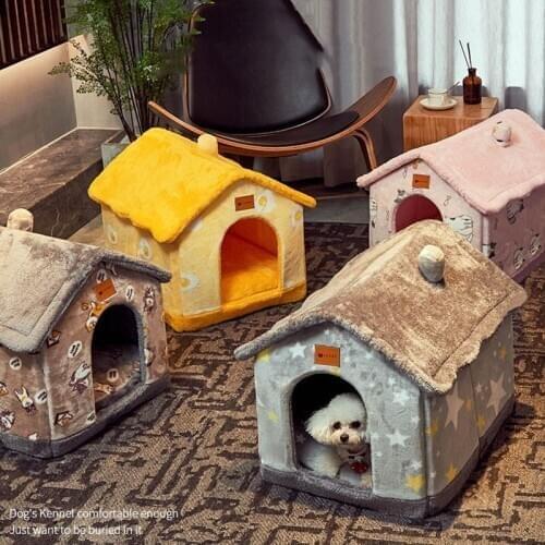 Removable and Washable Dog House Bed Cat Nest House Winter Warm Small Dog Teddy Cat Bed All Seasons Universal Pet Supplies