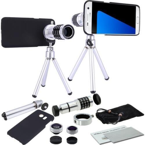 Telescope Lente 12X Optical Tripod+AWESOME 3 Lenes 9 Piece Camera Self Phone Lens Kit For Samsung Galaxy S9 S7 S8 S6 Edge PLUS