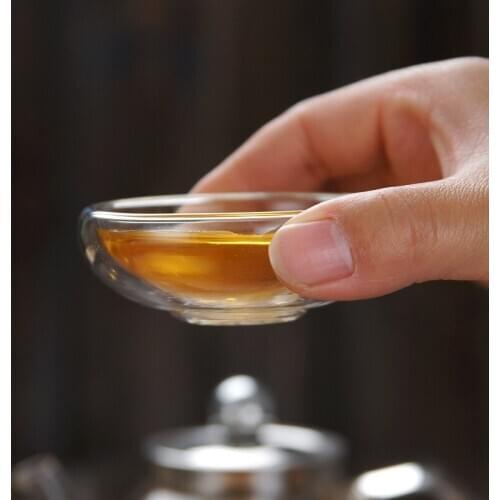 Mini Lead-free Double Wall Handmade Glass Heat Resistant Tea Coffee Drink Cup Insulated Clear Glass Whiskey Drinkware