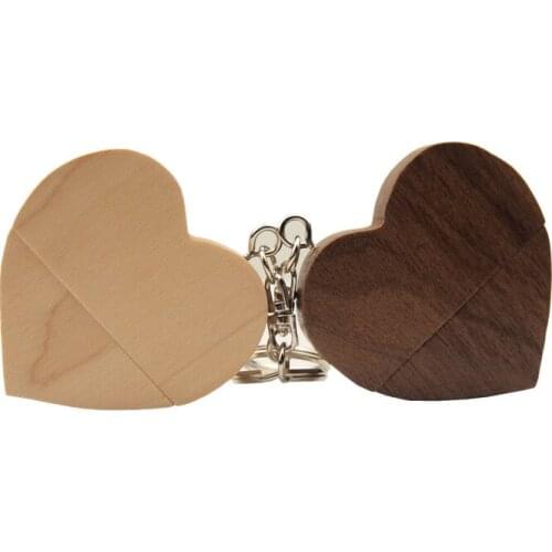 10 free custom logo )wooden heart usb flash drive love heart with keychain pendrive 4GB 8GB 16GB 32GB 64GB customer LOGO