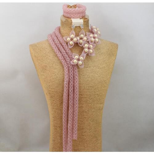 Splendid Hot Pink African Bridal Beads Jewelry Set Women Party Jewelry Sets Gold Pink Birthday Gift Set Free Shipping QW554