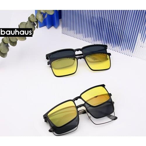 X107 Clip-on Glasses Frame Optical Prescription Eyeglasses with Magnetic Polarized Cool Metal Eyewear Frame