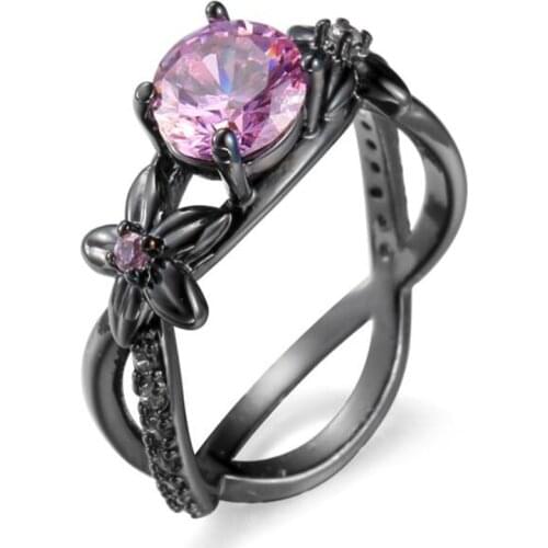 European American Geometric Flower Crystal Ring for Women Female Promise Engagement Rings Wedding Jewelry Accessories
