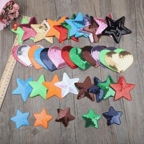 Sequined Gold Heart Love Stickers DIY Iron On Sew On Love Patches For Sweater Hats Pants Jeans Backpack bag Decoration Patch