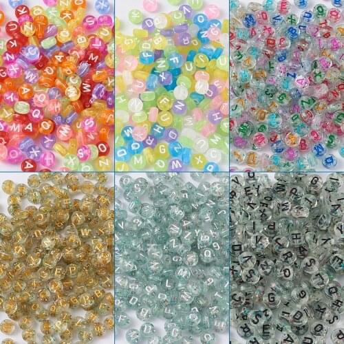 1200pcs Mixed Letter Acrylic Beads Flat Round Alphabet Loose Spacer Beads For Jewelry Making Handmade DIY Bracelet Necklace