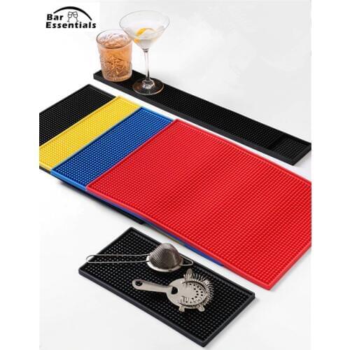 3 Size & 4 Colors Rectangle Rubber Beer Bar Service Spill Mat For Table Black Water Proof Pvc Mat Kitchen Glass Coaster Placemat