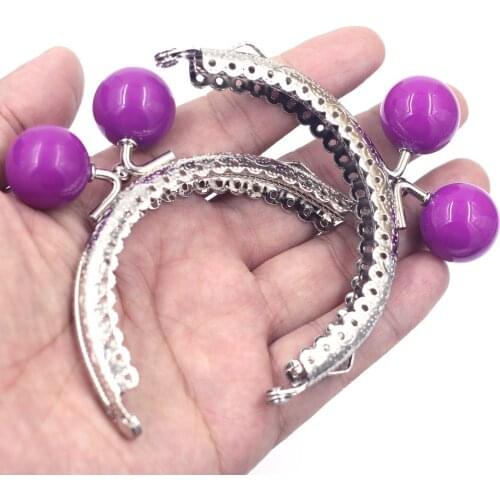 30PCS 8.5cm Ruffled Arch Purse Frames Kiss Clasps Clutch Buckle Handbag Handle Purple Ball Luggage Crafts Hardware Accessories
