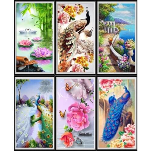 5d Diy Diamond Painting Animal Peacock Flower Landscape Handmade Gifts Home Decoration Imitation Cross Stitch Kit Crafts