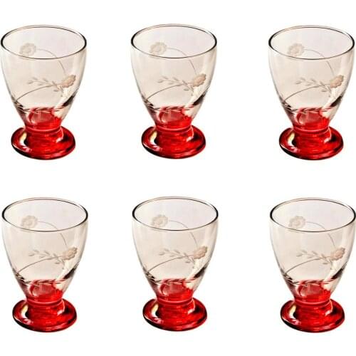 Başak 41011 Çın Çın 12 Adet (Kırmızı Papatya) Su-Meşrubat Bardağı