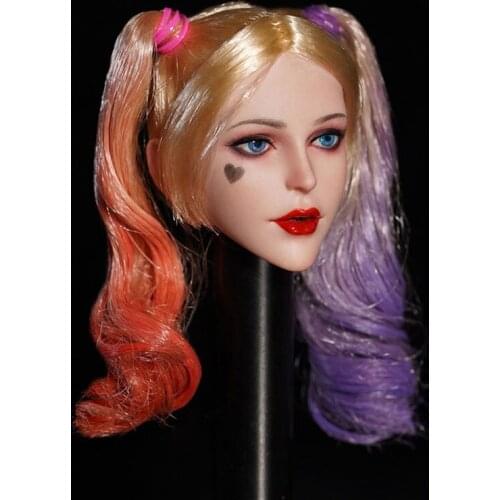 Babyface BF01 1/6 Scale PVC Female Clown Soldier Joker Queen Head Sculpt Carved with Blue Eyes Model for 12'' Body