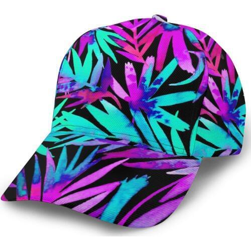 Tropical Palms Leaves Neon Colors Outdoor Sport Caps Baseball Hat Men Women Visor Cap Baseball Cap Street Hip Hop Caps