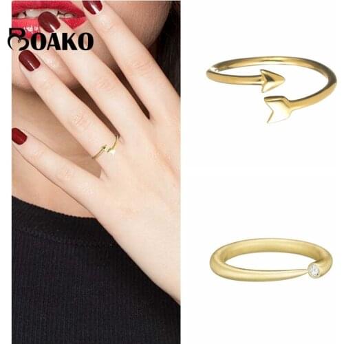 BOAKO Real 925 Sterling Silver Anillos Open Rings For Women Luxury Girl Fine Jewelry Mini Zircon Ring Bague Bijoux Wedding Gifts