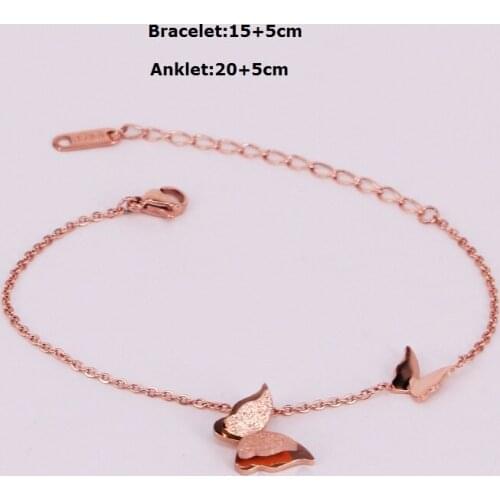 Butterfly Bracelet Titanium Steel Rose Gold color high Quality Bracelet Jewelry drop shipping