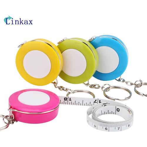 Candy Color Keychain 1.5m Retractable Ruler Centimeter/Inch Tape Measure Mini Ruler Cute Design Great for Travel Camping