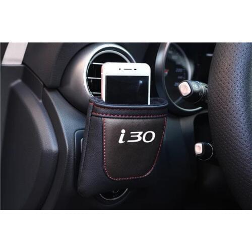 For Hyundai I30 Car Air Vent Stow Tidy Storage Pu Leather Bag Coin Bag Case Car Phone Holder