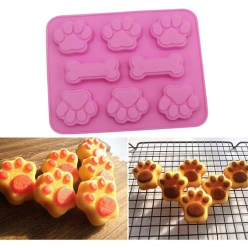 Creative Dog Bone Dog Footprint Cake Mold 2-in-1 Silicone Baking Mold Food Grade Silicone Material Mould Kitchen Baking Tool