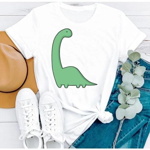 Summer Dinosaur Funny Ladies Cute Style Cartoon Short Sleeve Women Fashion Clothes Print Tshirt Female Tee Top Graphic T-shirt