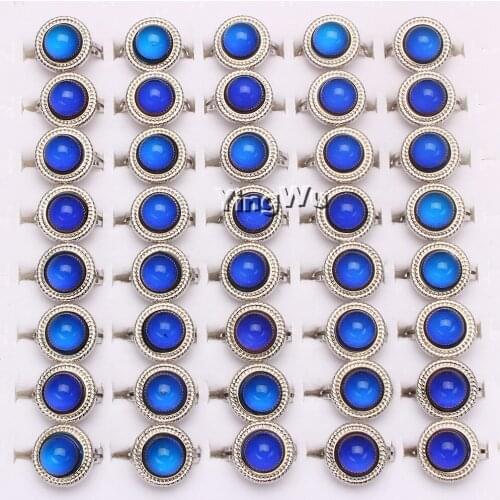 Yingwu 5pcs Lot Wholesale Vintage Magic Emotion Feeling Color Changing Mood Round Ring for Kid Adult Gift