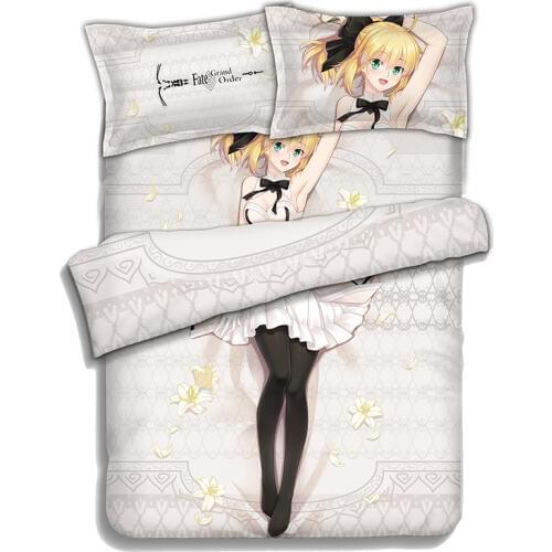 Anime Cartoon Fate/Grand Order Saber Lily Quilt Cover Soft Printed Bedding Set With Pillow Case Bed Sheet Duvet Cover Set
