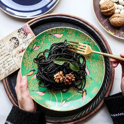 Bone China Household 8-inch Plate European-style Dishes Plate Creative Western Steak Afternoon Tea Dim Sum Ceramic Disc