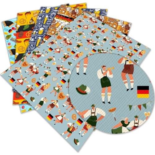 Beer Cheer Pattern Sheet Printed Faux Leather Oktoberfest A4 22*30CM for Party Hair Bow Centers DIY Decoration Crafts