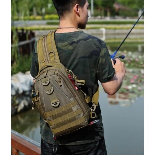 Multifunctional Fishing Tackle Molle Backpack Bag Water-Resistant Fly Fishing Pack Rod Holders Outdoor Shoulder Pack X384G