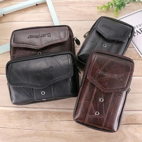 Men Vintage Leather Waist Bag Phone Pouch Sport Belt Hip Belt Loop Holster Wallet Carry Case Purse