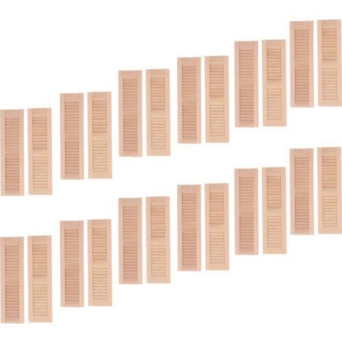 Set of 24 Pieces Unpainted 1/12 Wooden Shutters Dolls House DIY Louver Windows Furniture Great DIY Handwork