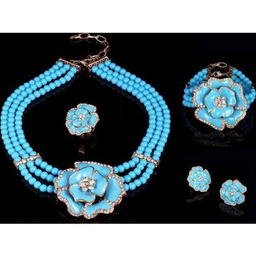 New Arrivals Nigerian imitation Pearl Wedding Necklace Earring Women Handmade African Beads Jewelry Set Party Christmas Gifts