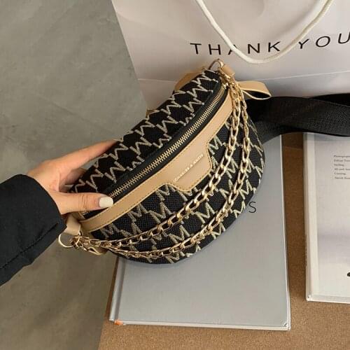 Solid Color Chain Small Fanny Packs for Women 2021 Winter Fashion Waist Packs Female Phone Purses Ladies Chest Bags Makeup Bag