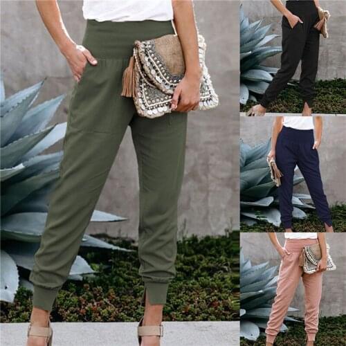 Solid Color Womens High Waisted With Split Hem Pants Autumn And Winter High Waist Casual Loose Trousers