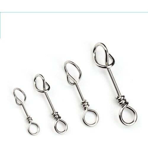 30pcs/lot Stainless Steel Fishing Snaps Fast Clip Lock Swivel Solid Rings Black Safety Connector Accessories for Lures hooks