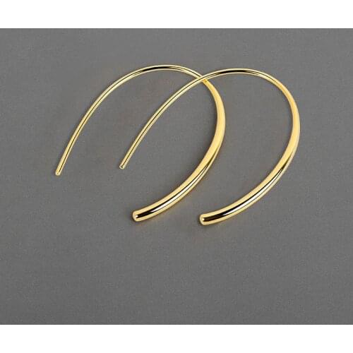 Binmonray Minimalism 925 Sterling Silver Geometric U Shape Thin Wire Hook Earrings for Women Personality Fashion Earring Jewelry