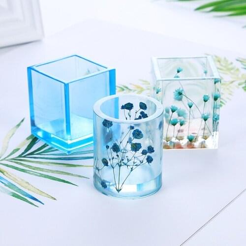 Pen Holder Silicone Epoxy Resin Mold DIY Craft Square Round Brush Pot Storage Pen Holder Case DIY Jewelry Making Jewelry Tools