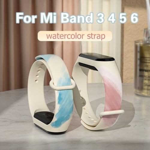 For Xiaomi Mi Band 5 6 NFC Watch Band Morandi Paint Silicone Bracelet Replacement for Mi Band 3 4 Amazfit Band 5 Wristband Strap