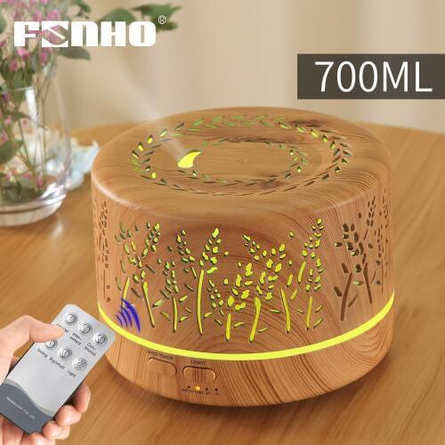 FUNHO 700ml Remote Control Ultrasonic Electric Air Humidifier Aroma Diffuser Essential Oil Cool Mist Maker 7 LED Light Coloful
