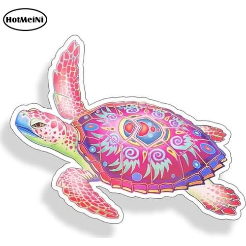 HotMeiNi 13cm X 10.4cm for Sea Turtle Sticker Pink Blue Vinyl Car Laptop Cup Cooler Beach Boat Window Decal Funny Car Stickers
