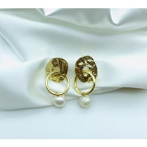 JOUVAL Vinatge Round Drop Earrings For Women Girl Fashion Simulation Pearl Circle Dangle Brincos Female Party Korean Jewelry